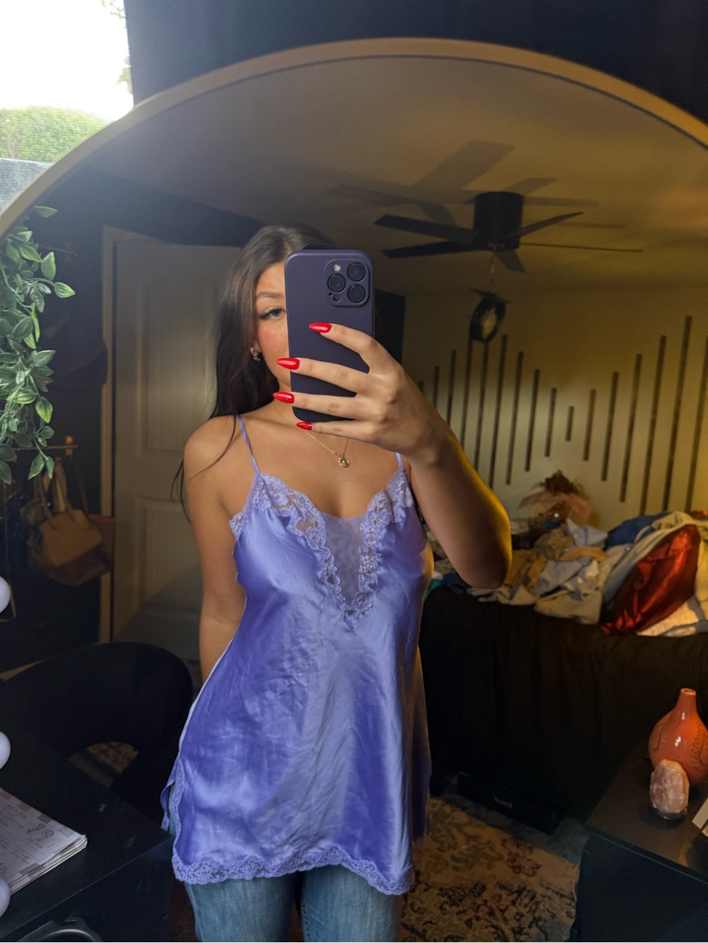 Victoria's Secret Lavender Satin Lace Slip Cami